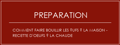 Réalisation de Comment faire bouillir les ufs à la maison - Recette d'oeufs à la chaude Recette Indienne Traditionnelle